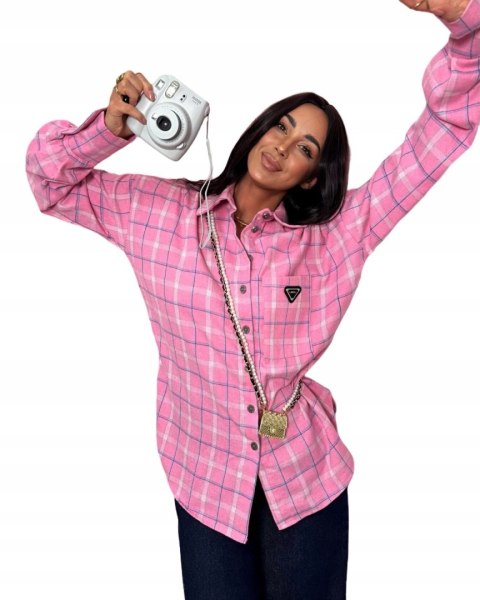 Koszula flanelowa oversize różowa LA MILLA