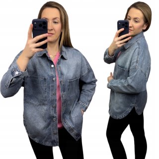 Luźna oversize kurtka katana koszula jeansowa dżinsowa szara Laulia S- DENVER