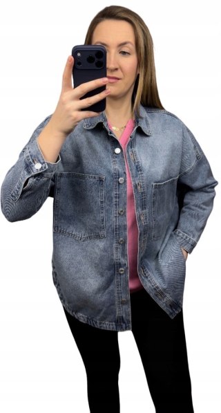 Luźna oversize kurtka katana koszula jeansowa dżinsowa szara Laulia S- DENVER