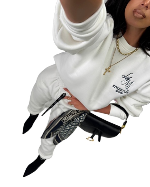 Oversize bluza bawełniana ocieplana haft biała bawełna La Milla- STYLISH CLUB