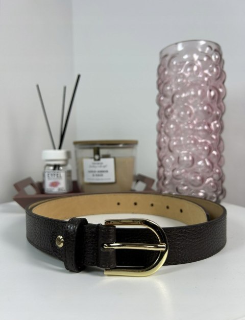 pasek damski brązowy skóra naturalna licowa vera pelle