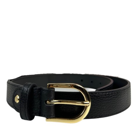 Skórzany pasek klamra czarny skóra naturalna licowa Vera Pelle- CLASSIC BELT