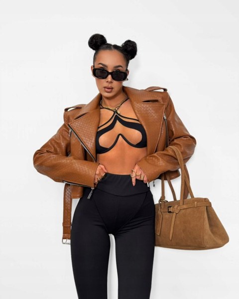 Czarne legginsy z przeszyciami elastyczne modelujące La Milla M