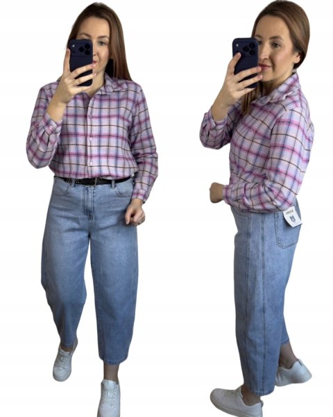 Jeansy spodnie jeansowe balloon niebieskie pasek M.Sara XL- BALLOON FORM