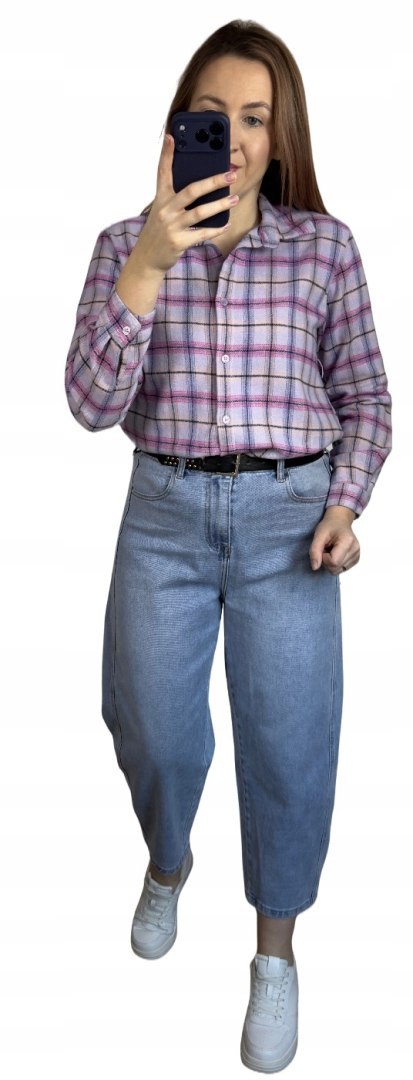 Jeansy spodnie jeansowe balloon niebieskie pasek M.Sara XL- BALLOON FORM