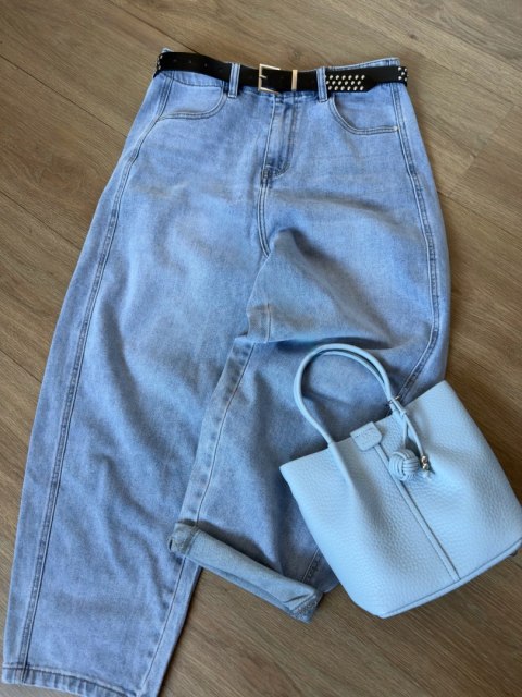 Jeansy spodnie jeansowe balloon niebieskie pasek M.Sara L- BALLOON FORM