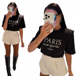 T-shirt czarny wiskoza poduszki Paris haft La Milla