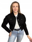 Czarna jeans krótka kurtka jeansowa katana bomberka guziki M. Sara XL