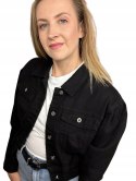 Czarna jeans krótka kurtka jeansowa katana bomberka guziki M. Sara XL