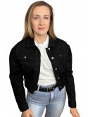 Czarna jeans krótka kurtka jeansowa katana bomberka guziki M. Sara XL