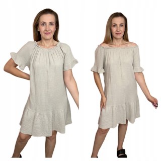 Sukienka muślinowa luźna falbanka muślin oversize hiszpanka M L XL