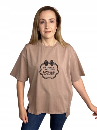 T-shirt koszulka haft luźna oversize bawełna rozcięcia The Fancy M L XL XXL