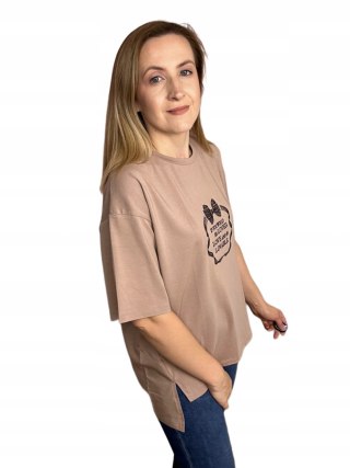 T-shirt koszulka haft luźna oversize bawełna rozcięcia The Fancy M L XL XXL