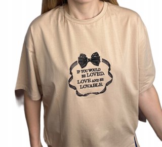 T-shirt koszulka haft luźna oversize bawełna rozcięcia The Fancy M L XL XXL
