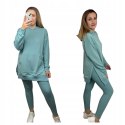 Komplet dresowy luźna bluza legginsy rozcięcia bawełna Aszmi Style S M L