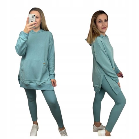Komplet dresowy luźna bluza legginsy rozcięcia bawełna Aszmi Style S M L Komplet dresowy luźna bluza legginsy rozcięcia bawełna Aszmi Style S M L