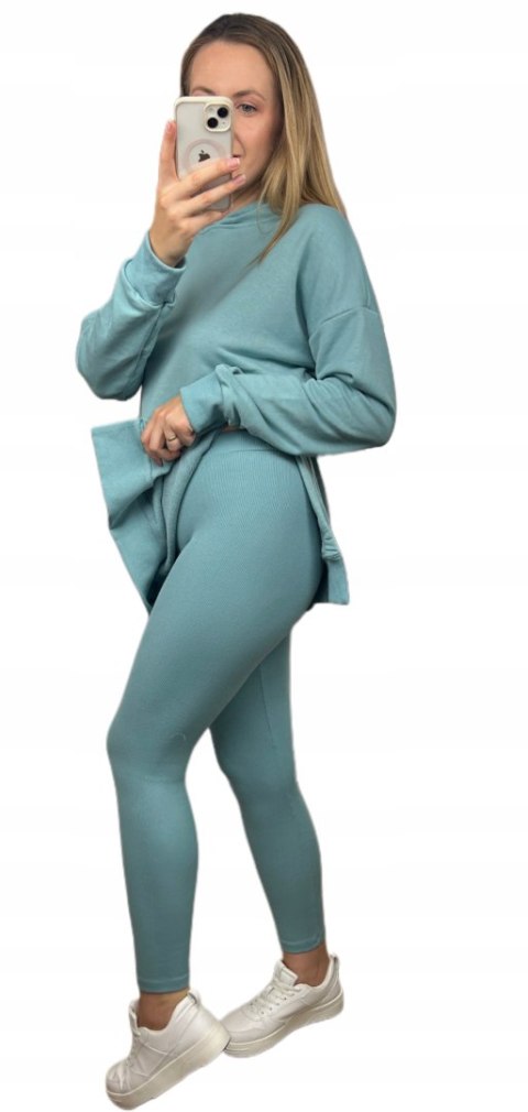 Komplet dresowy luźna bluza legginsy rozcięcia bawełna Aszmi Style S M L Komplet dresowy luźna bluza legginsy rozcięcia bawełna Aszmi Style S M L