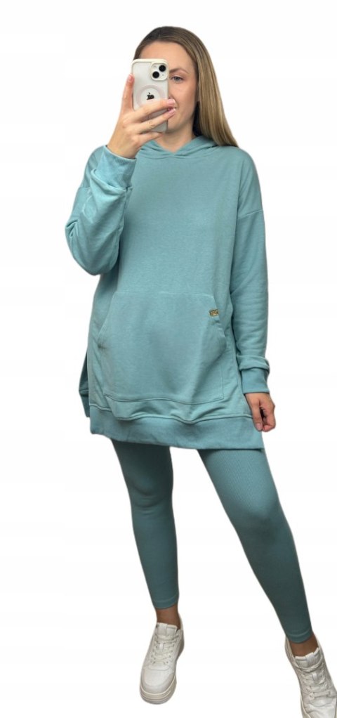 Komplet dresowy luźna bluza legginsy rozcięcia bawełna Aszmi Style S M L Komplet dresowy luźna bluza legginsy rozcięcia bawełna Aszmi Style S M L
