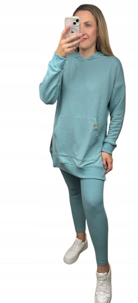 Komplet dresowy luźna bluza legginsy rozcięcia bawełna Aszmi Style S M L Komplet dresowy luźna bluza legginsy rozcięcia bawełna Aszmi Style S M L