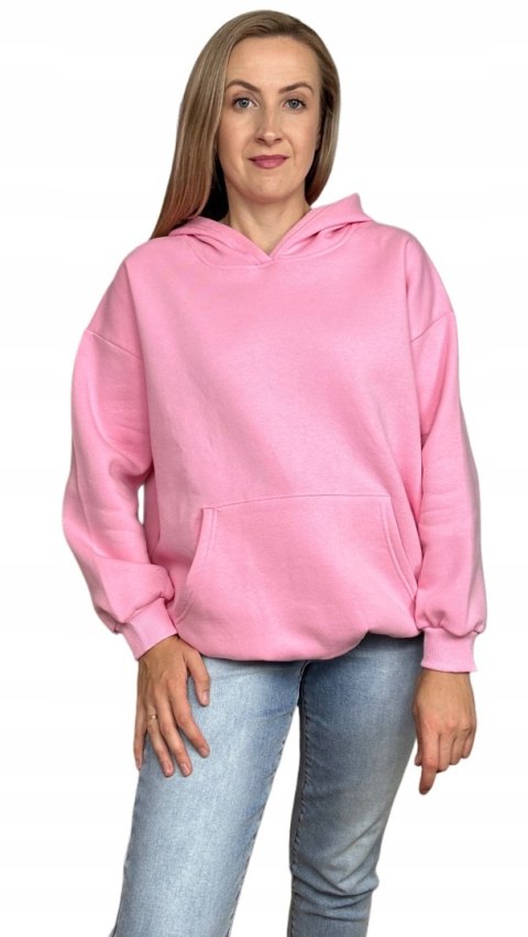 Luźna bluza oversize kangurka z kapturem haft bawełniana ocieplana S M L XL Luźna bluza oversize kangurka z kapturem haft bawełniana ocieplana S M L XL
