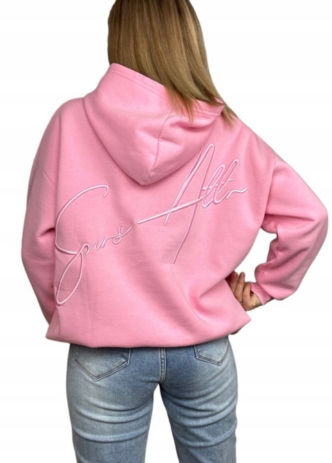 Luźna bluza oversize kangurka z kapturem haft bawełniana ocieplana S M L XL Luźna bluza oversize kangurka z kapturem haft bawełniana ocieplana S M L XL