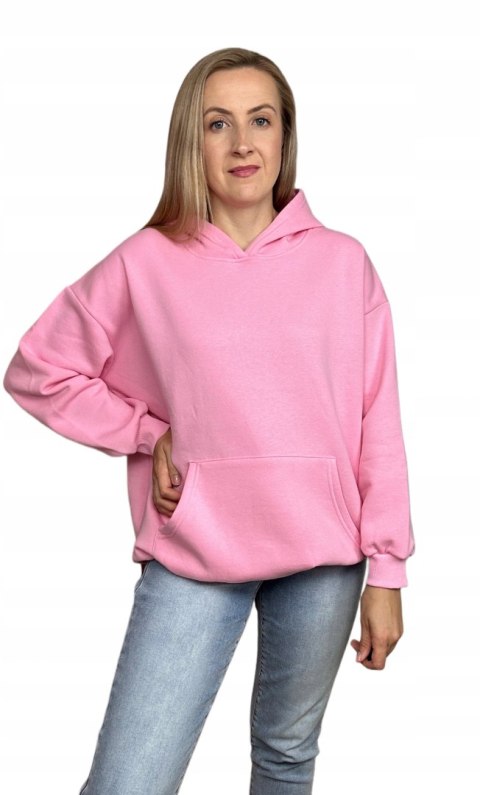 Luźna bluza oversize kangurka z kapturem haft bawełniana ocieplana S M L XL Luźna bluza oversize kangurka z kapturem haft bawełniana ocieplana S M L XL