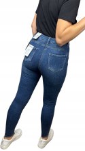 Spodnie jeansowe jeansy wysoki stan ciemne granatowe push-up Goodies S 36