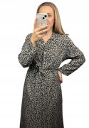 Szmizjerka maxi długa luźna guziki panterka cętki długi rękaw M L XL XXL