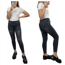 Klasyczne jeansy spodnie jeansowe szare wysoki stan push up Moon Girl 27