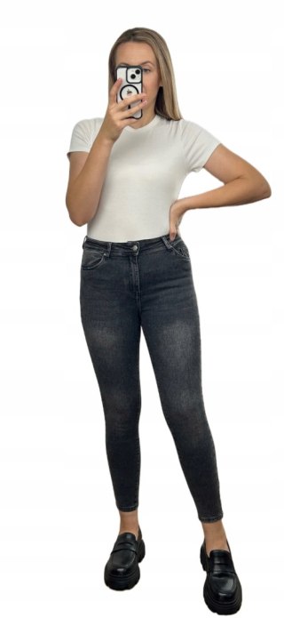 Klasyczne jeansy spodnie jeansowe szare wysoki stan push up Moon Girl 29