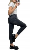 Klasyczne jeansy spodnie jeansowe szare wysoki stan push up Moon Girl 29
