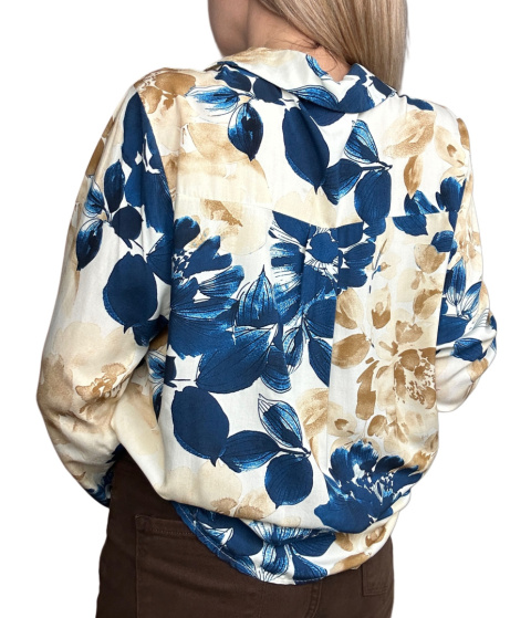 Wzorzysta koszula 100% wiskoza luźna oversize wiskozowa S M L kwiaty Wzorzysta koszula 100% wiskoza luźna oversize wiskozowa S M L kwiaty