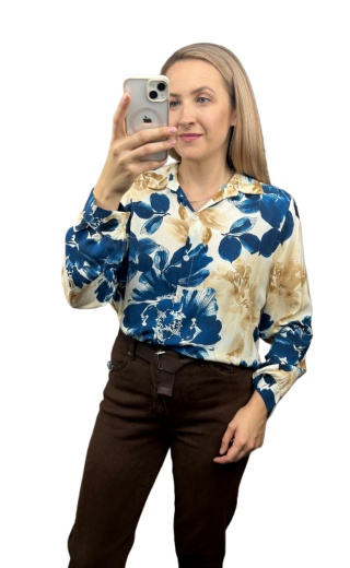Wzorzysta koszula 100% wiskoza luźna oversize wiskozowa S M L kwiaty