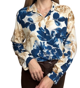 Wzorzysta koszula 100% wiskoza luźna oversize wiskozowa S M L kwiaty