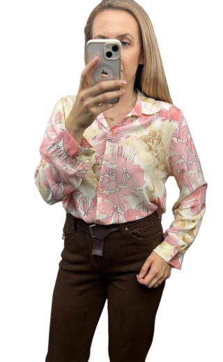 Wzorzysta koszula 100% wiskoza luźna oversize wiskozowa S M L kwiaty
