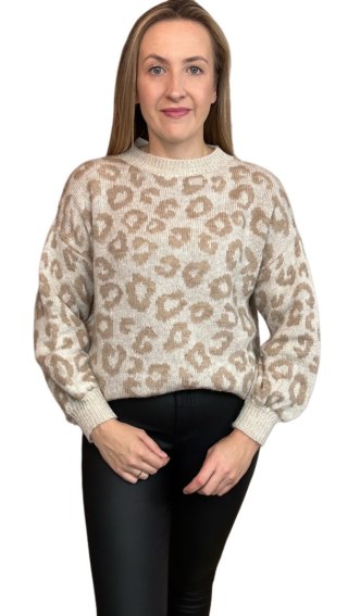 Luźny oversize sweterek sweter z wełną alpaka baby cętki S M L XL