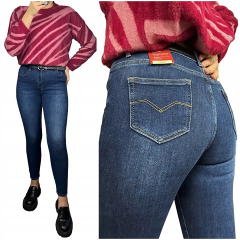M.Sara ciemne spodnie skinny jeansy damskie rurki granatowe dopasowane M M.Sara ciemne spodnie skinny jeansy damskie rurki granatowe dopasowane M