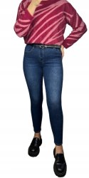 M.Sara ciemne spodnie skinny jeansy damskie rurki granatowe dopasowane M