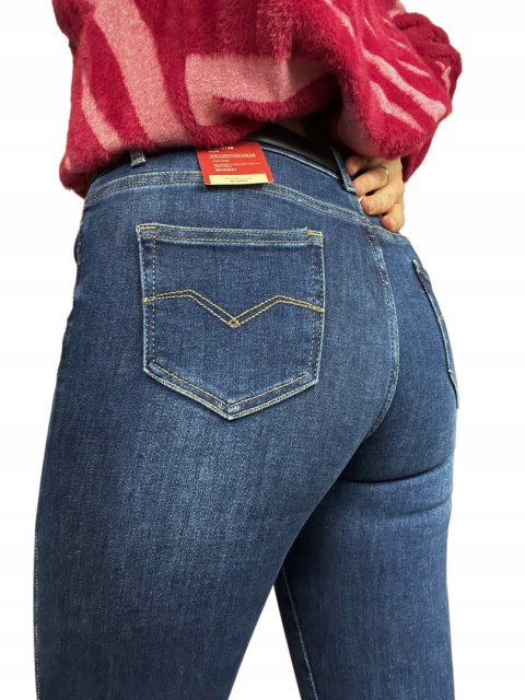 M.Sara ciemne spodnie skinny jeansy damskie rurki granatowe dopasowane M M.Sara ciemne spodnie skinny jeansy damskie rurki granatowe dopasowane M