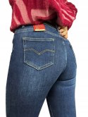 M.Sara ciemne spodnie skinny jeansy damskie rurki granatowe dopasowane XS
