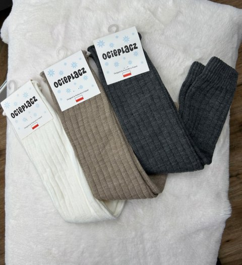 Białe ocieplacze getry prążkowane wełna prążek Crazysocks Białe ocieplacze getry prążkowane wełna prążek Crazysocks