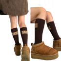 Czarne dłuższe skarpety damskie UCC prążkowany ściągacz Crazysocks