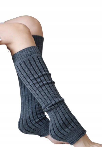 Grafitowe ocieplacze getry prążkowane wełna prążek Crazysocks