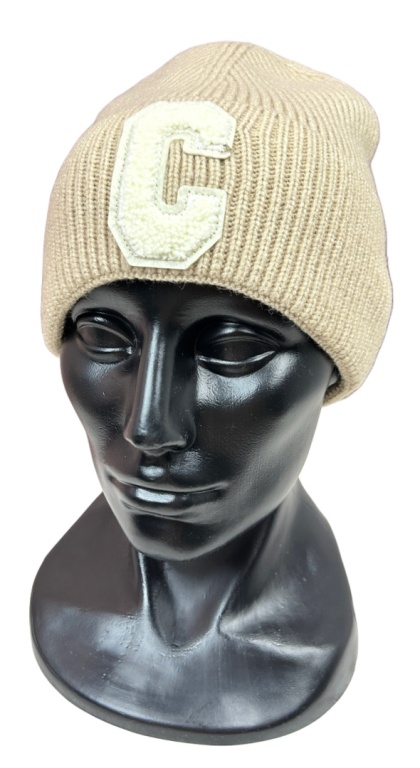 Klasyczna beżowa czapka prążkowana prążek beanie wełna wiskoza jesień zima