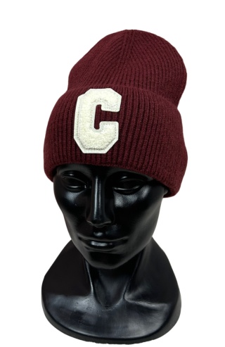 Klasyczna bordowa czapka prążkowana beanie wełna wiskoza jesień zima