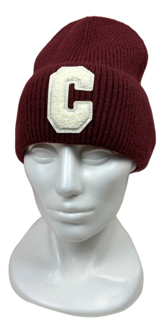 Klasyczna bordowa czapka prążkowana beanie wełna wiskoza jesień zima
