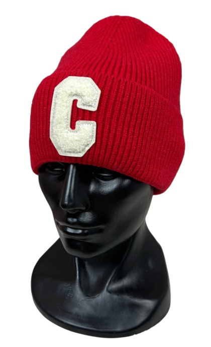 Klasyczna czerwona czapka prążkowana beanie wełna wiskoza jesień zima