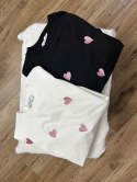Luźna bluza oversize w serduszka serca śmietankowa biała The Fancy