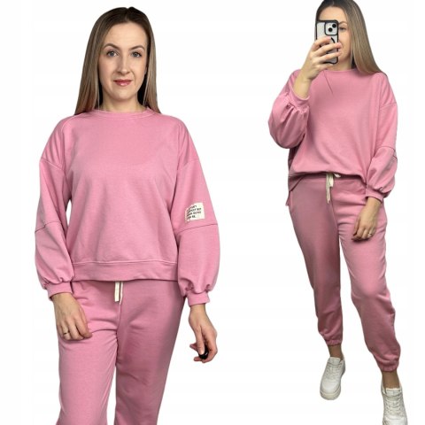 Różowy komplet dresowy dres luźny bawełniany bawełna Azara S M L Różowy komplet dresowy dres luźny bawełniany bawełna Azara S M L