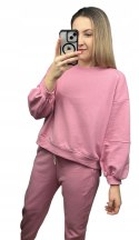 Różowy komplet dresowy dres luźny bawełniany bawełna Azara S M L